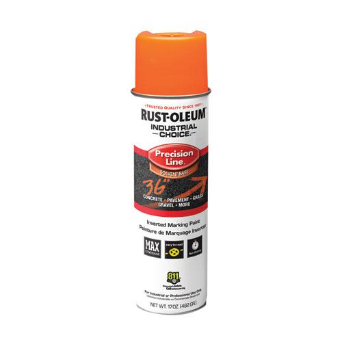 Industrial Choice M1600 System Solvent-Based Precision Line Marking Paint, Flat Fluorescent Orange, 17 oz Aerosol Can, 12/CT. Picture 1