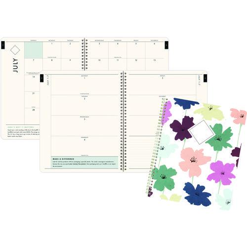 GreenPath Academic Year Weekly/Monthly Planner, Floral Artwork, 11" x 9.38", Multicolor Cover, 12-Month: July 2024-June 2025. Picture 2