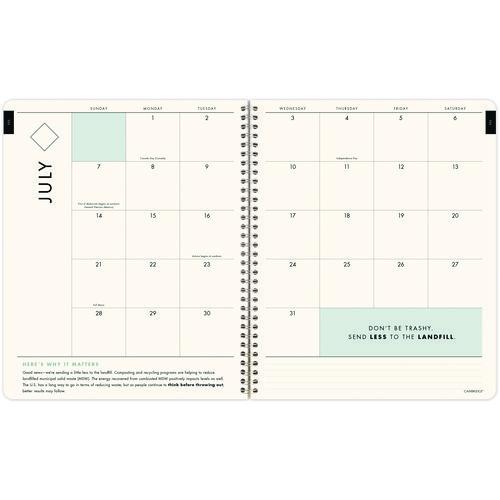 GreenPath Academic Year Weekly/Monthly Planner, Floral Artwork, 11" x 9.38", Multicolor Cover, 12-Month: July 2024-June 2025. Picture 4