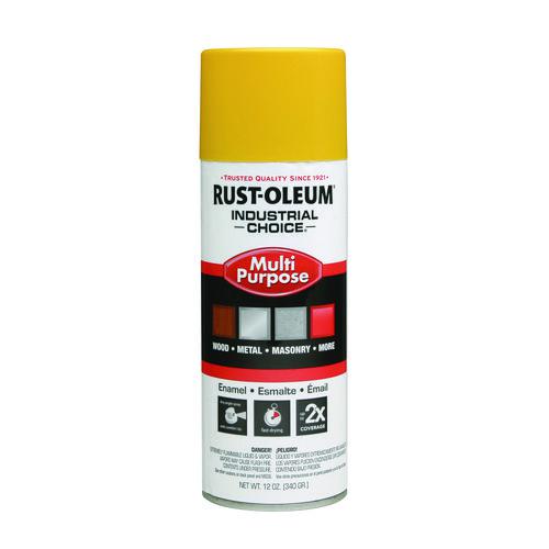 Industrial Choice 1600 System Multi-Purpose Enamel Spray Paint, Flat Safety Yellow, 12 oz Aerosol Can, 6/Carton. Picture 1