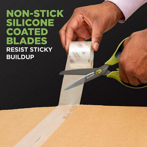 Non-Stick Unboxing Scissors, 8" Long, 2.7" Cut Length, Green/Black Handle. Picture 5