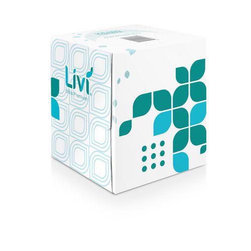 Livi Ultra Premium Facial Tissue, 2-Ply, White, Cube Box, 80 Sheets/Box, 4 Boxes/Pack, 6 Packs/Carton. Picture 1