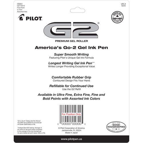 G2 Premium Gel Pen, Retractable, Fine 0.7 mm, Assorted Ink/Barrel Colors, 10/Pack. Picture 2