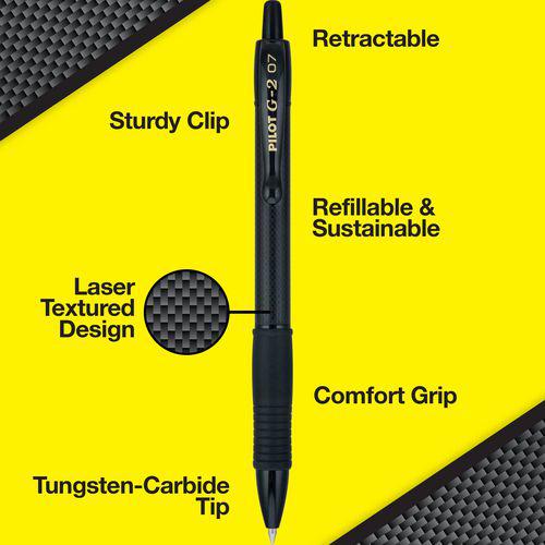 G2 Edge Premium Gel Pen, Retractable, Fine 0.7 mm, Black Ink/Barrel, Dozen. Picture 4