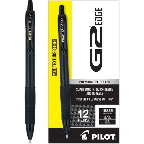 G2 Edge Premium Gel Pen, Retractable, Fine 0.7 mm, Black Ink/Barrel, Dozen. Picture 7