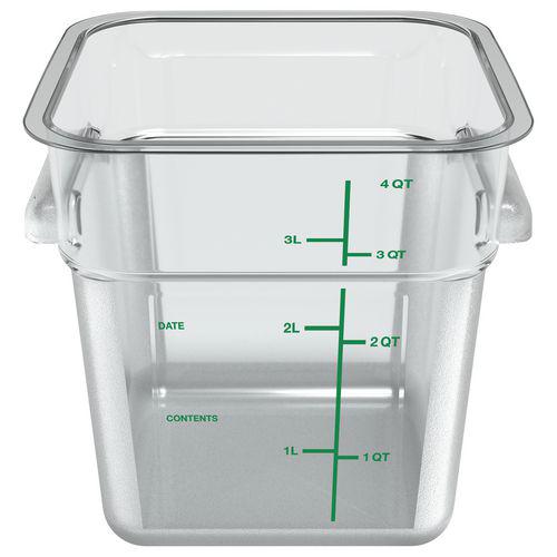 Squares Polycarbonate Food Storage Container, 4 qt, 7.13 x 7.13 x 7.29, Clear, Plastic. Picture 2