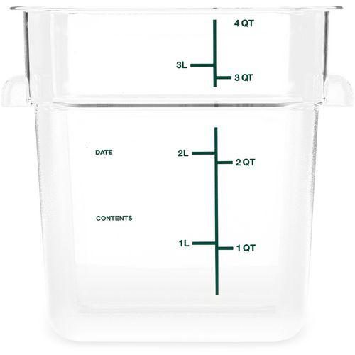 Squares Polycarbonate Food Storage Container, 4 qt, 7.13 x 7.13 x 7.29, Clear, Plastic. Picture 3