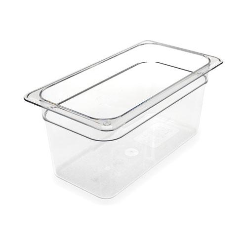 StorPlus Polycarbonate Food Pan, 5.7 qt, 6.88 x 12.75 x 6, Clear, Plastic. Picture 1