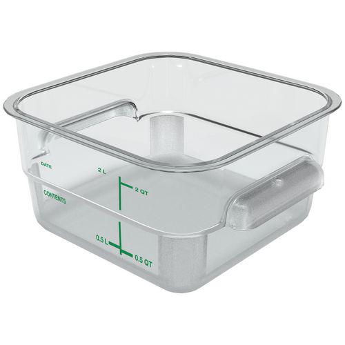 Squares Polycarbonate Food Storage Container, 2 qt,  7.13 x 7.13 x  3.8, Clear, Plastic. Picture 1