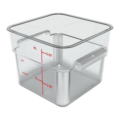 Squares Polycarbonate Food Storage Container, 6 qt, 8.75 x 8.75 x 7.31, Clear, Plastic. Picture 1