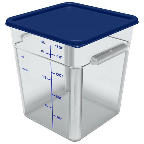 Squares Polycarbonate Food Storage Container, 18 qt, 11 13 x 11.13 x 12.58, Clear, Plastic. Picture 3