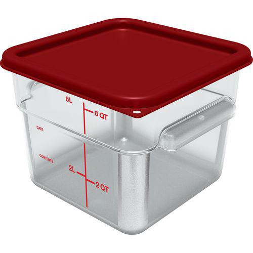 Squares Polycarbonate Food Storage Container, 6 qt, 8.75 x 8.75 x 7.31, Clear, Plastic. Picture 3