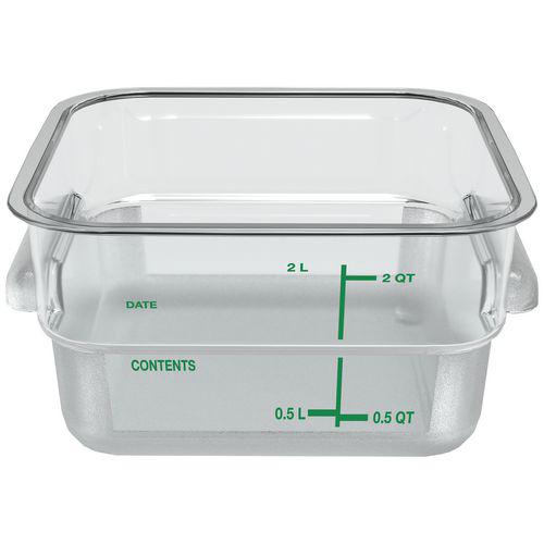 Squares Polycarbonate Food Storage Container, 2 qt,  7.13 x 7.13 x  3.8, Clear, Plastic. Picture 2