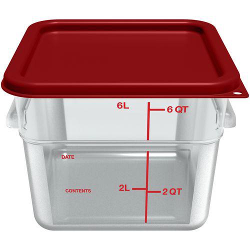 Squares Polycarbonate Food Storage Container, 6 qt, 8.75 x 8.75 x 7.31, Clear, Plastic. Picture 4