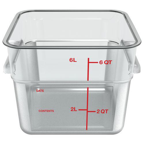 Squares Polycarbonate Food Storage Container, 6 qt, 8.75 x 8.75 x 7.31, Clear, Plastic. Picture 2