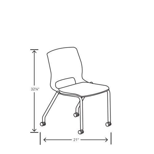 Motivate Four-Leg Stacking Chair, Up to 300 lbs, 18" Seat Height, Regatta Seat and Back, Platinum Base, 2/Carton. Picture 3