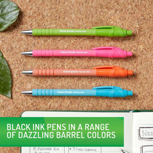 FlexGrip Ultra Recycled Ballpoint Pen, Retractable, Medium, 1 mm, Black Ink, Assorted Barrels, Dozen. Picture 2