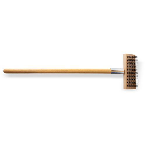 Sparta Broiler Master Grill Brush and Scraper with Handle, Metal Bristles, 30", Natural Wood Handle. Picture 5