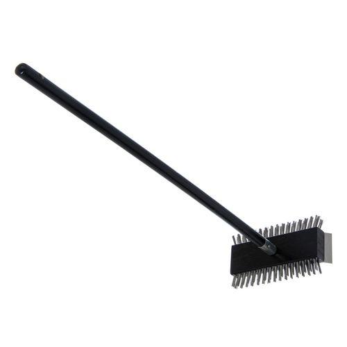 Sparta Broiler Master Grill Brush and Scraper with Handle, Metal Bristles, 30.5" Black Wood Handle. Picture 2