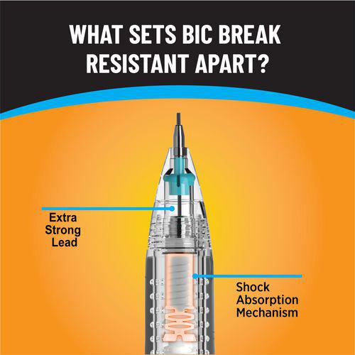 Break-Resistant Mechanical Pencils with Erasers, 0.7 mm, HB (#2), Black Lead, Assorted Barrel Colors, Dozen. Picture 2