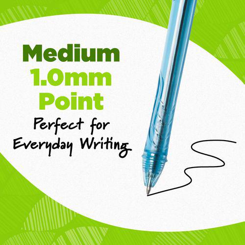 Ecolutions Gel Pen, Retractable, Medium 1 mm, Blue Ink, Blue Barrel, Dozen. Picture 2