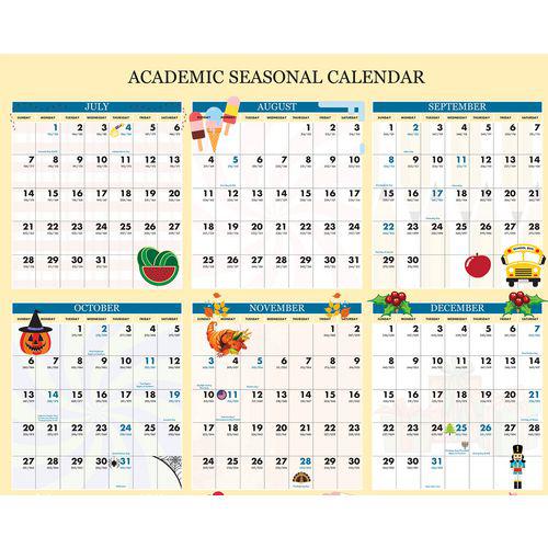 Recycled Academic Seasonal Laminated Wall Calendar, Illustrated Seasons, 24 x 37, 12-Month (July to June), 2024 to 2025. Picture 4