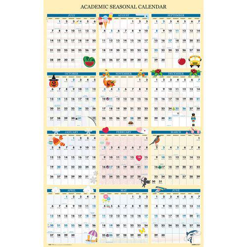 Recycled Academic Seasonal Laminated Wall Calendar, Illustrated Seasons, 24 x 37, 12-Month (July to June), 2024 to 2025. Picture 2