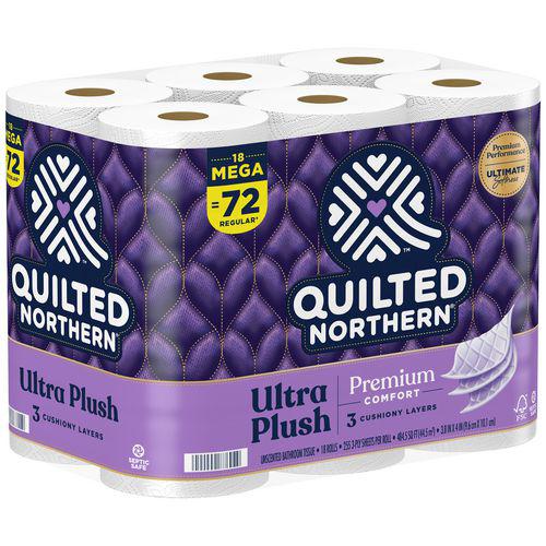 Ultra Plush Bathroom Tissue, Mega Roll, Septic Safe, 3-Ply, White, 255 Sheets/Roll, 18 Rolls/Carton. Picture 4