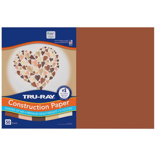 Tru-Ray Construction Paper, 70 lb Text Weight, 12 x 18, Assorted Skin Tone Colors, 50/Pack. Picture 3