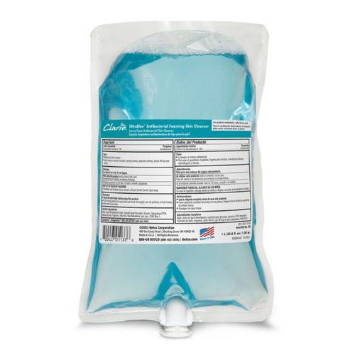 UltraBlue Antibacterial Foaming Skin Cleanser, Fragrance-Free, 1,000 mL Refill Bag, 6/Carton. Picture 1