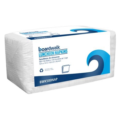 1/4-Fold Lunch Napkins, 1-Ply, 12" x 12", White, 500/Pack, 6 Packs/Carton. Picture 1