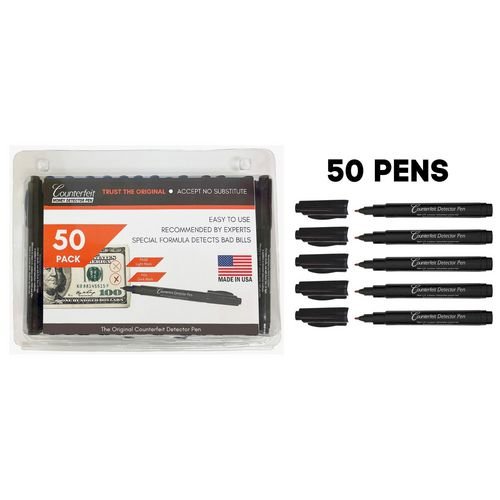 Counterfeit Bill Detector Marker Pen, 3 x 7.25 x 0.6, Black, 50/Pack. Picture 2