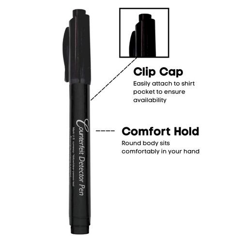 Counterfeit Bill Detector Marker Pen, 3 x 7.25 x 0.6, Black, 50/Pack. Picture 3