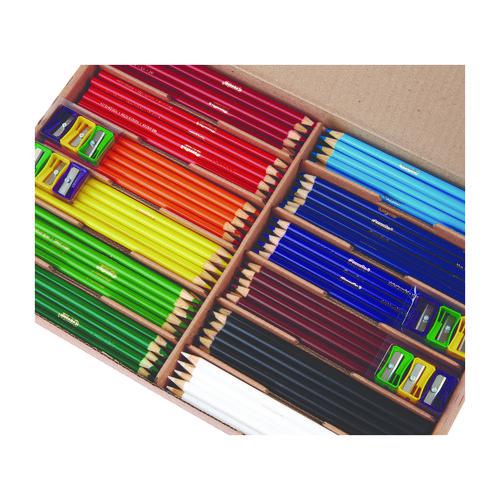Color Pencil Classpack Set with (240) Pencils and (12) Pencil Sharpeners, Assorted Lead and Barrel Colors, 240/Pack. Picture 7