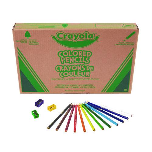 Color Pencil Classpack Set with (240) Pencils and (12) Pencil Sharpeners, Assorted Lead and Barrel Colors, 240/Pack. Picture 3