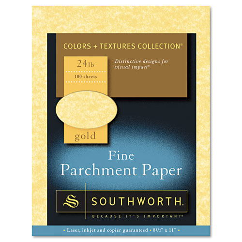 Parchment Specialty Paper, 24 lb Bond Weight, 8.5 x 11, Gold, 100/Pack. Picture 1