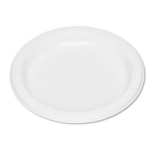 Plastic Dinnerware, Plates, 7" dia, White, 125/Pack. Picture 1