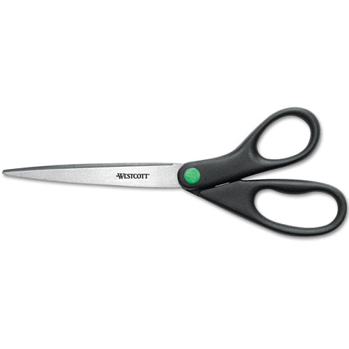 KleenEarth Scissors, 9" Long, 3.75" Cut Length, Black Straight Handle. Picture 1