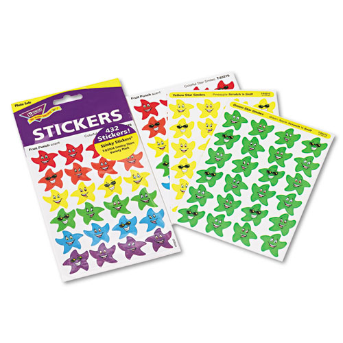 Stinky Stickers Variety Pack, Smiley Stars, Assorted Colors, 432/Pack. Picture 1