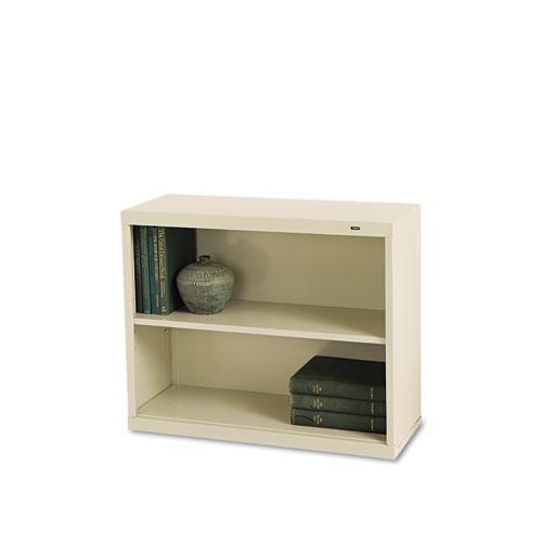 Metal Bookcase, Two-Shelf, 34.5w x 13.5d x 28h, Putty. The main picture.