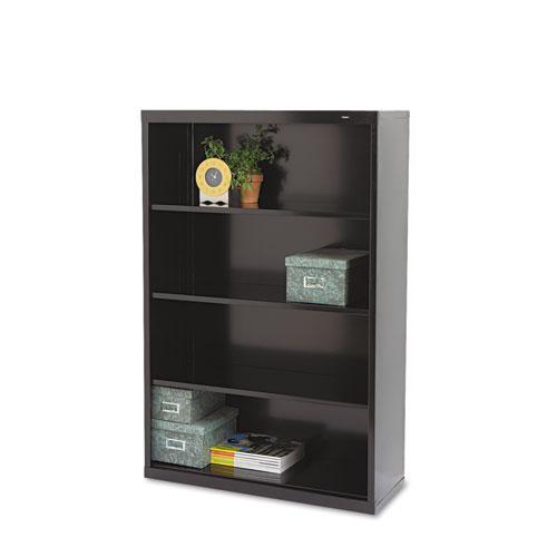 Metal Bookcase, Four-Shelf, 34.5w x 13.5d x 52.5h, Black. Picture 1