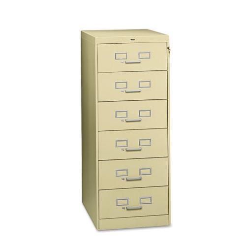 Six-Drawer Multimedia/Card File Cabinet, Putty, 21.25" x 28.5" x 52". Picture 1