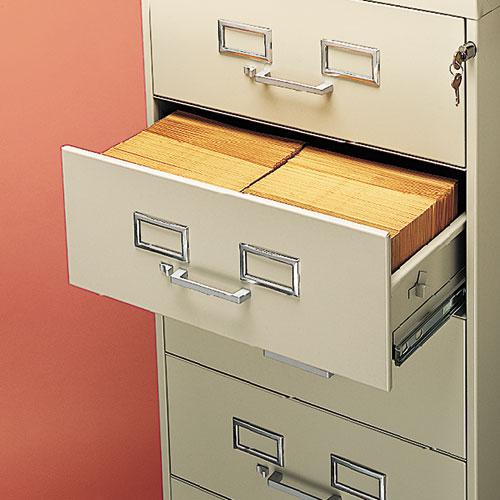 Six-Drawer Multimedia/Card File Cabinet, Putty, 21.25" x 28.5" x 52". Picture 2