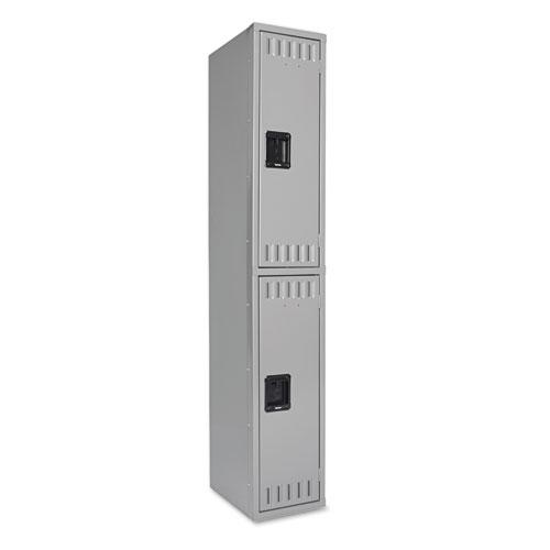 Double Tier Locker, Single Stack, 12w x 18d x 72h, Medium Gray. Picture 1