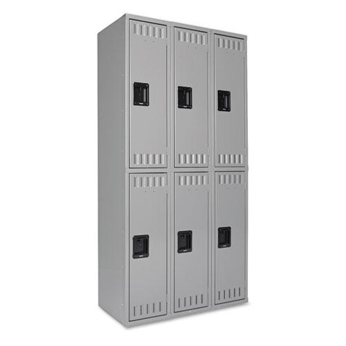 Double Tier Locker, Triple Stack, 36w x 18d x 72h, Medium Gray. Picture 1