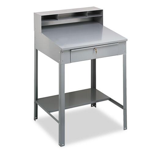 Open Steel Shop Desk, 34.5" x 29" x 53.75", Medium Gray. Picture 1