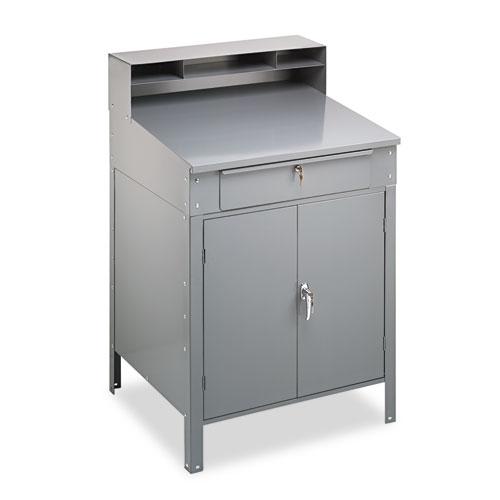 Steel Cabinet Shop Desk, 34.5" x 29" x 53", Medium Gray. Picture 2