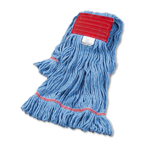 Super Loop Wet Mop Head, Cotton/Synthetic Fiber, 5" Headband, Large Size, Blue. The main picture.