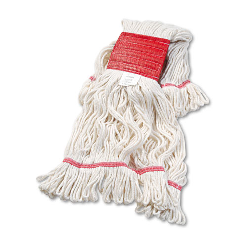 Super Loop Wet Mop Head, Cotton/Synthetic Fiber, 5" Headband, Large Size, White. Picture 1