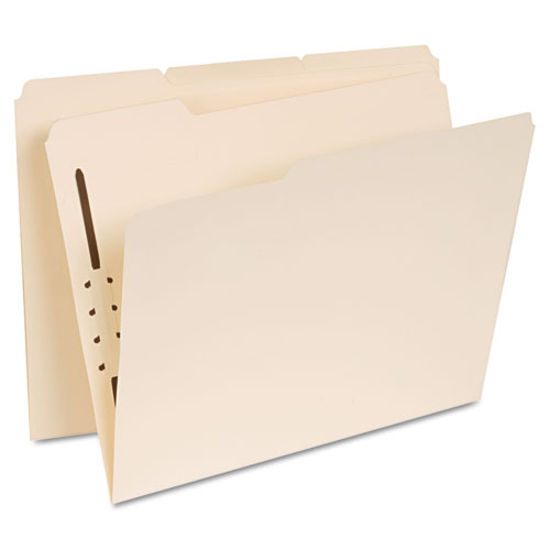 Reinforced Top Tab Fastener Folders, 1 Fastener, Letter Size, Manila Exterior, 50/Box. Picture 1